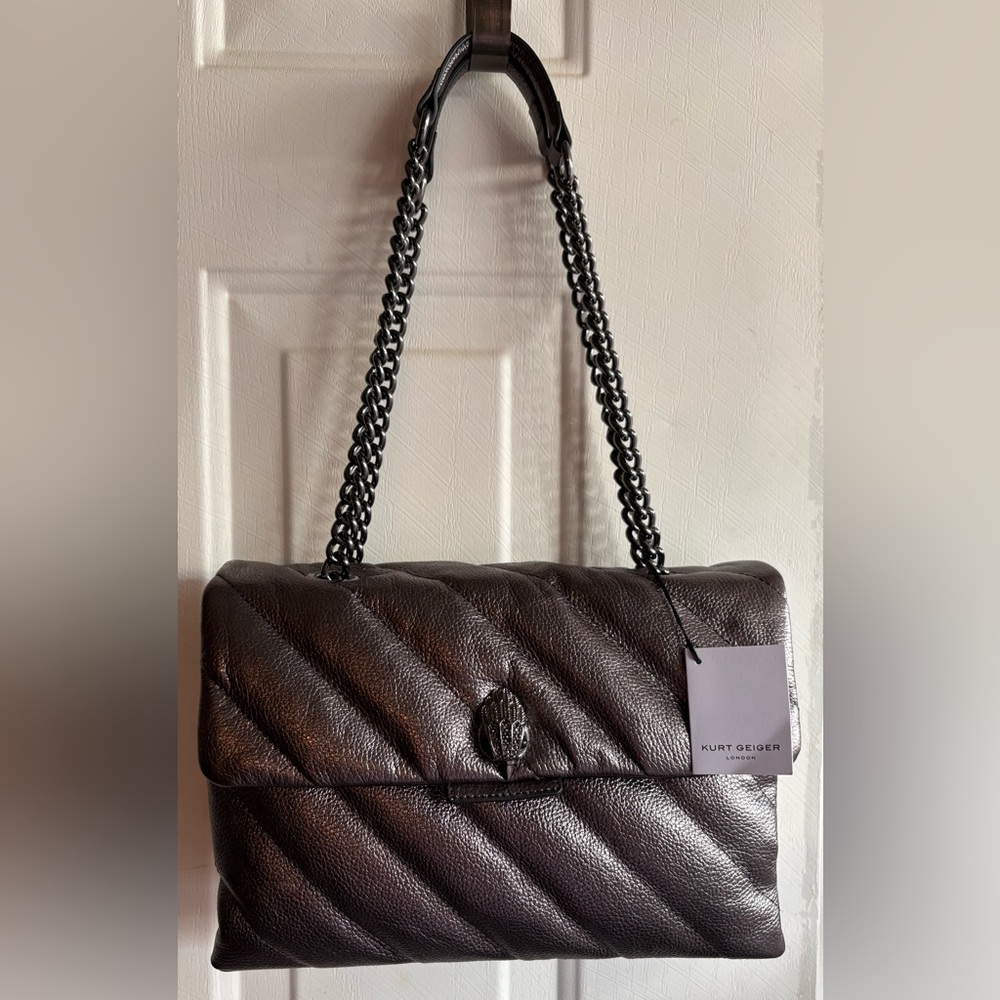 Kurt Geiger Metallic Leather SoHo Shoulder Bag